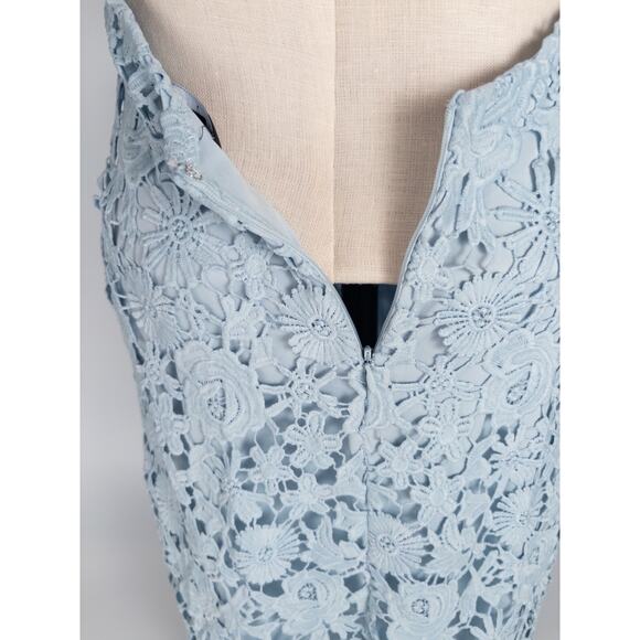 Lulus Romance Language Blue Floral Crochet Lace Mini Dress Backless Size Small - Picture 6 of 9